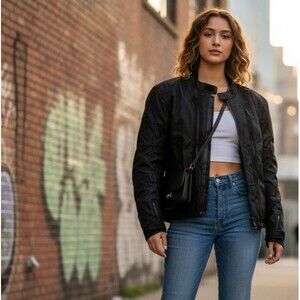 IXS Swiss Motorcycle Jacket Womens M/L Black Power Skin Waterproof Fashion NWT